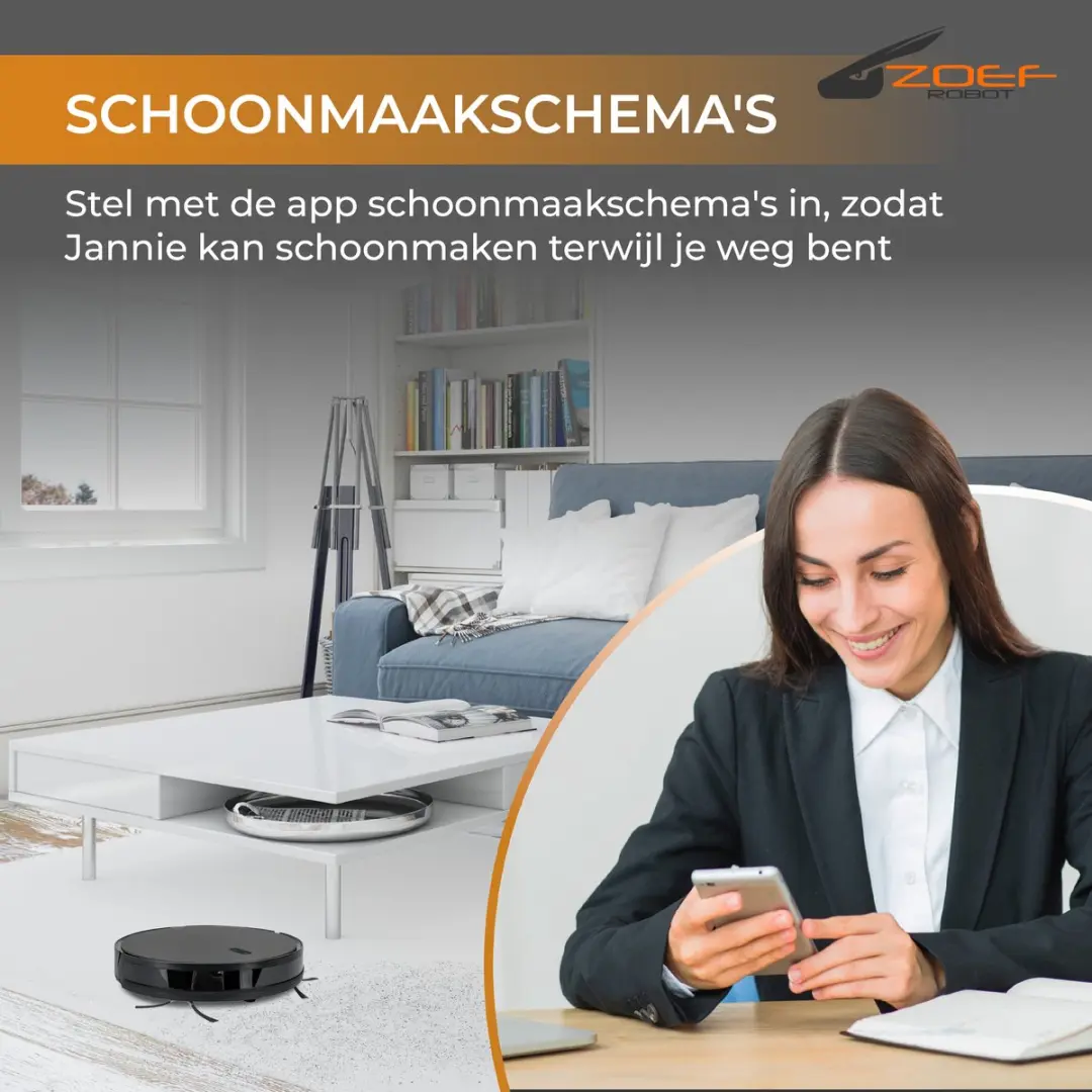 Zoef Robot Jannie 4.1 Robotstofzuiger - 2200 Airwatts - Antraciet