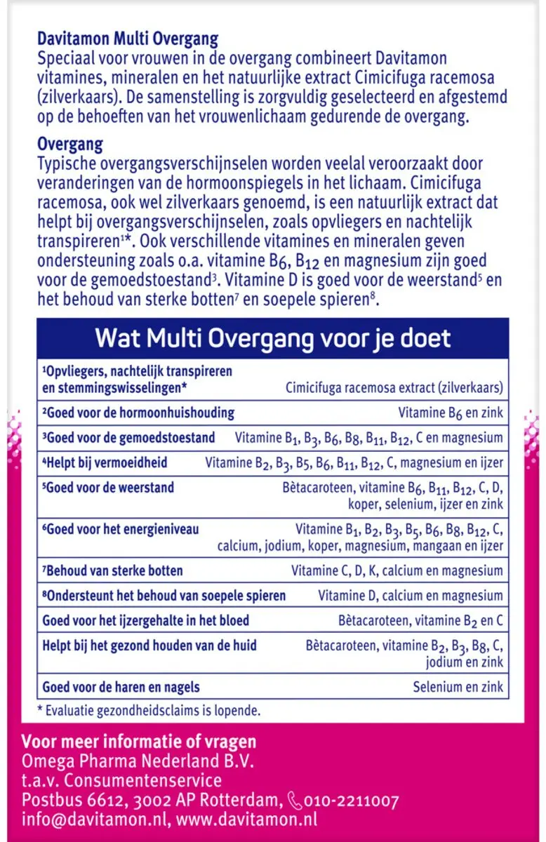 Davitamon Compleet Vrouw Overgang Multivitamine - 120 tabletten
