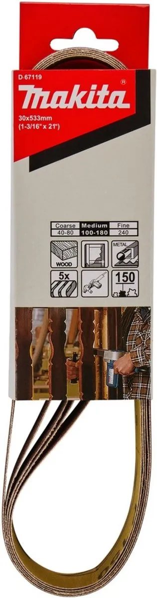 Makita D-67119 Schuurband 533x30mm - 5 Stuks