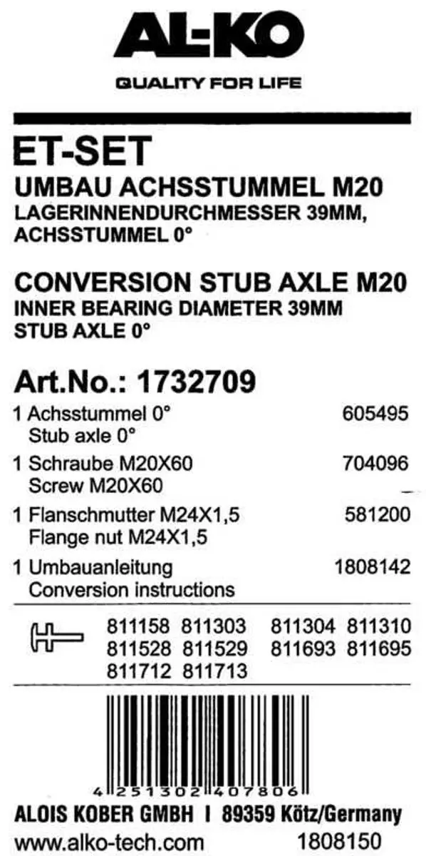 AL-KO Asstomp 1732709 tbv Wielrem 2051