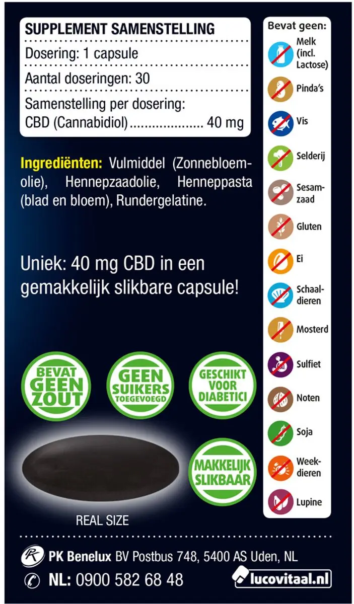Lucovitaal CBD 40mg Capsules - 60 Stuks (2x30)