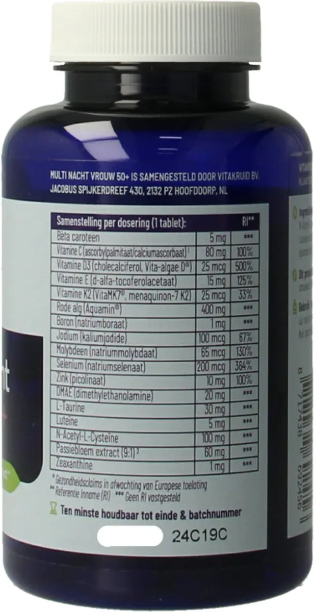 Vitakruid Multi Nacht Vrouw 50+ 90 Tabletten