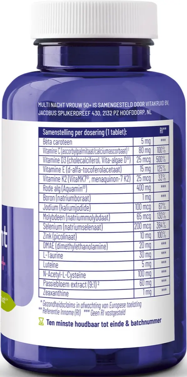 Vitakruid Multi Nacht Vrouw 50+ 90 Tabletten - afbeelding 6 van 6