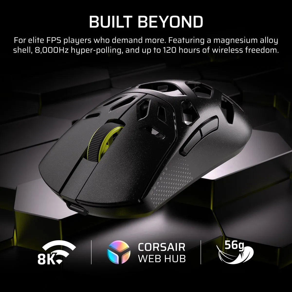 Corsair Sabre v2 Pro Magnesium Gamingmuis CH-931G100-WW - 33000 DPI - Zwart
