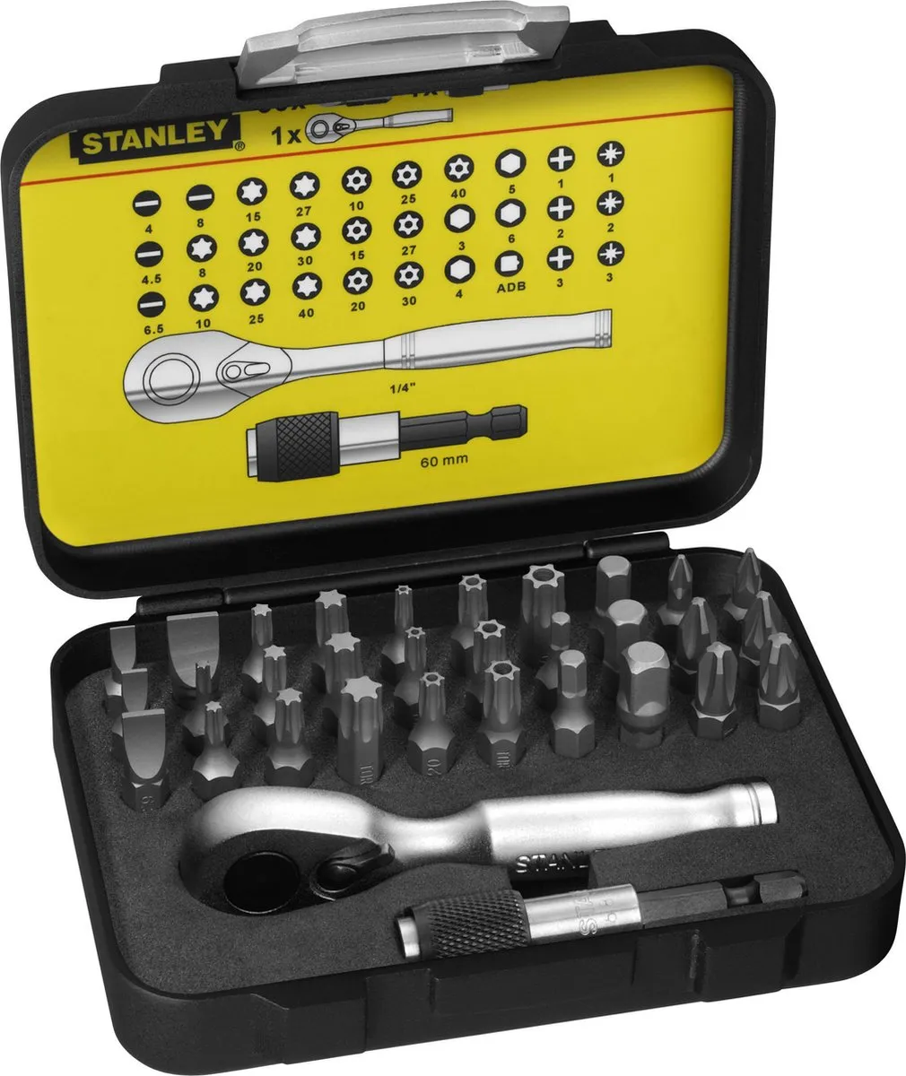 Stanley Bitset Expert Pro 1/4" Ratelsleutel 32-delig - Grijs