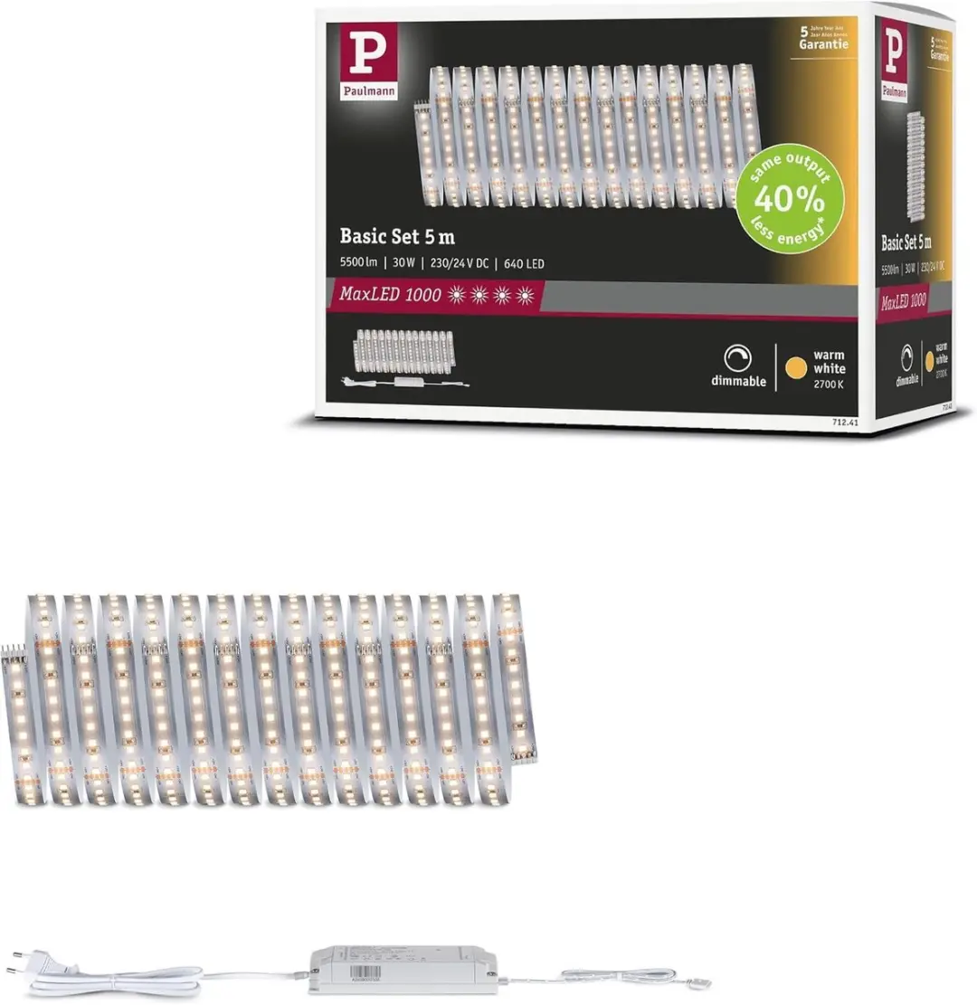 Paulmann 71241 MaxLED Warmwit LED-strip Basisset 5m