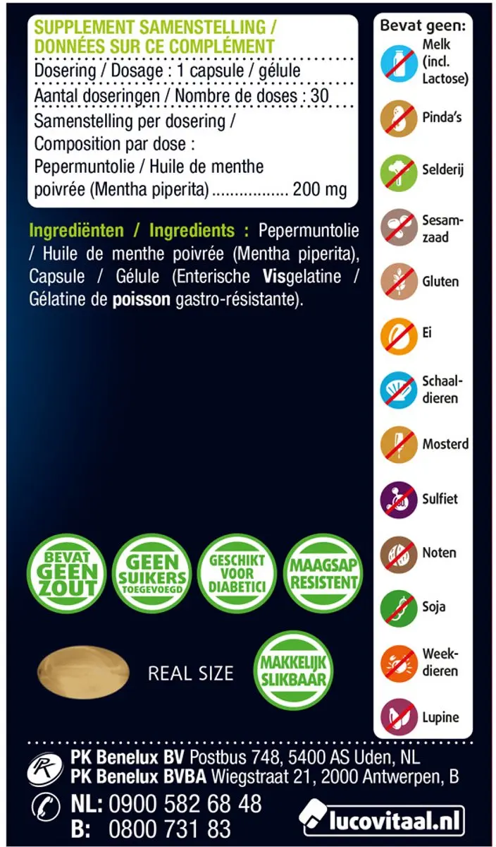 Lucovitaal Pepermuntolie - 90 Capsules (3x30)