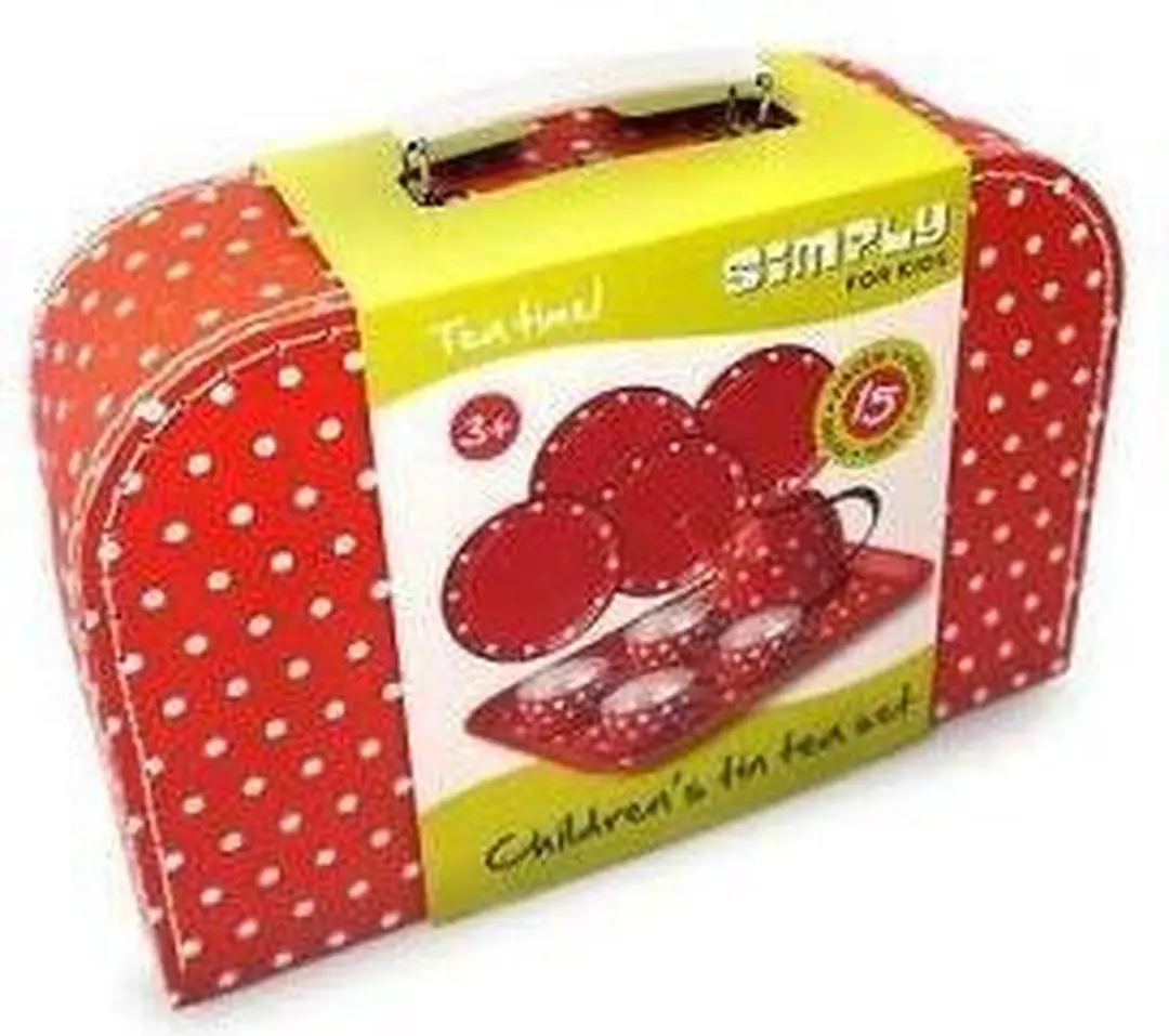 Simply for Kids Tinnen Picknick- & Theeset - 15-delig Rood/Wit