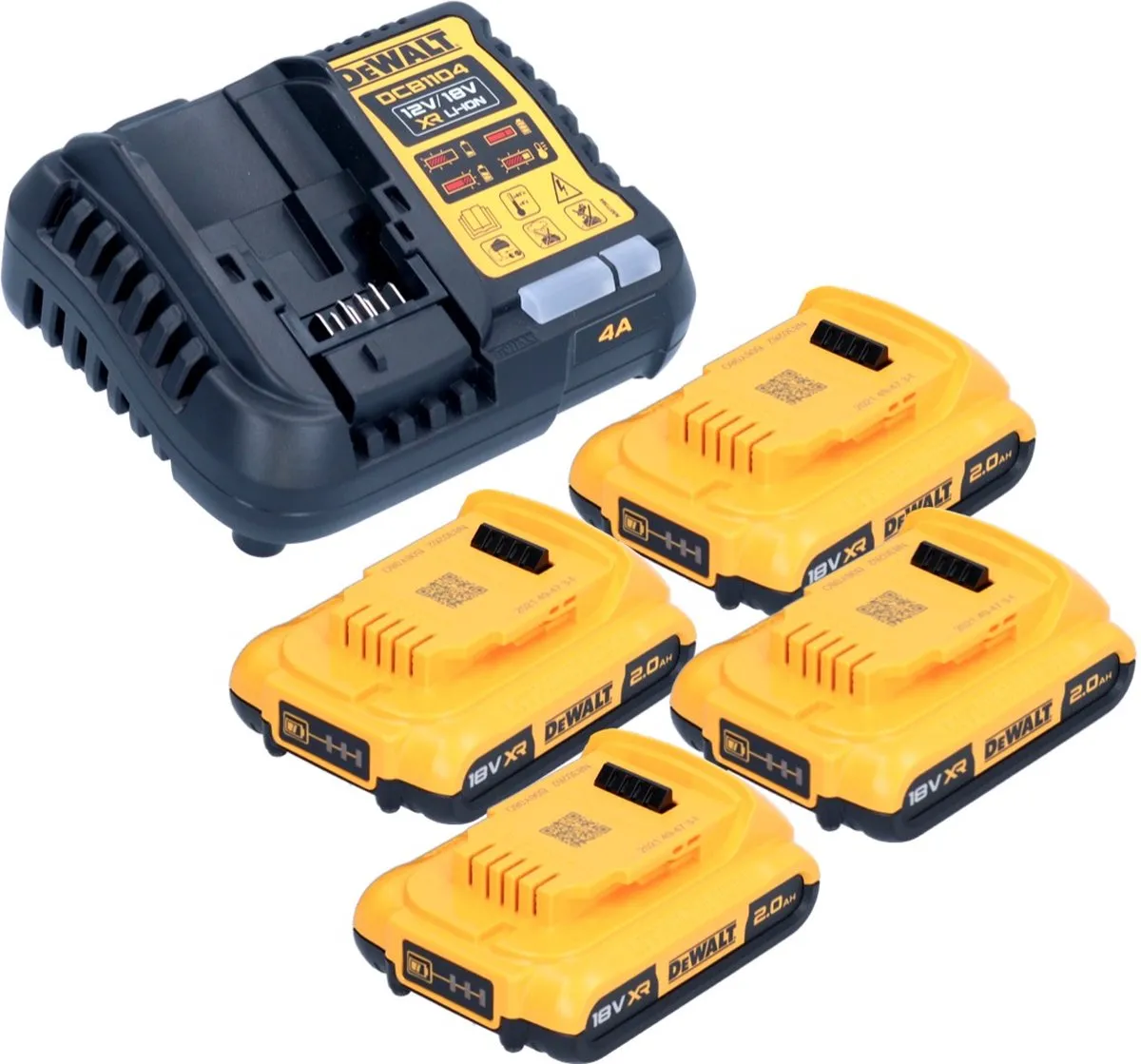 DeWalt DCB 1104 D4 Accu-starterset 12V/18V - 4x 2,0Ah - afbeelding 2 van 5