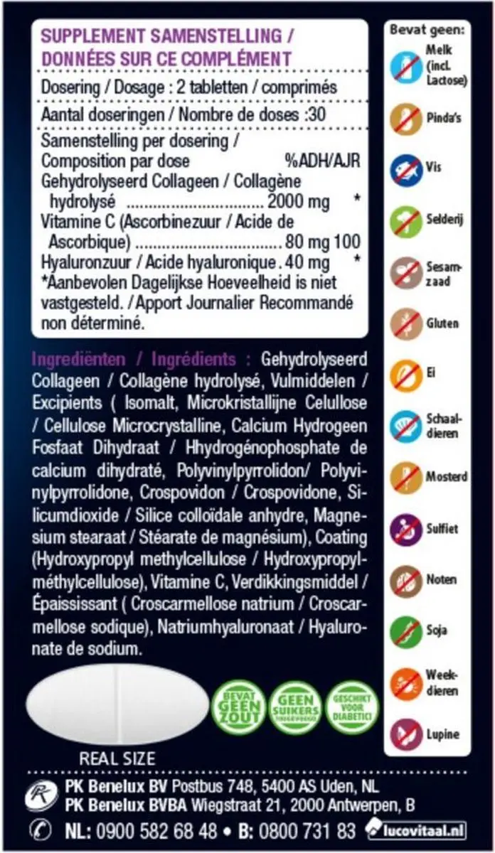 Lucovitaal Super Collageen 2000mg Tabletten - 180 Stuks (3x60)