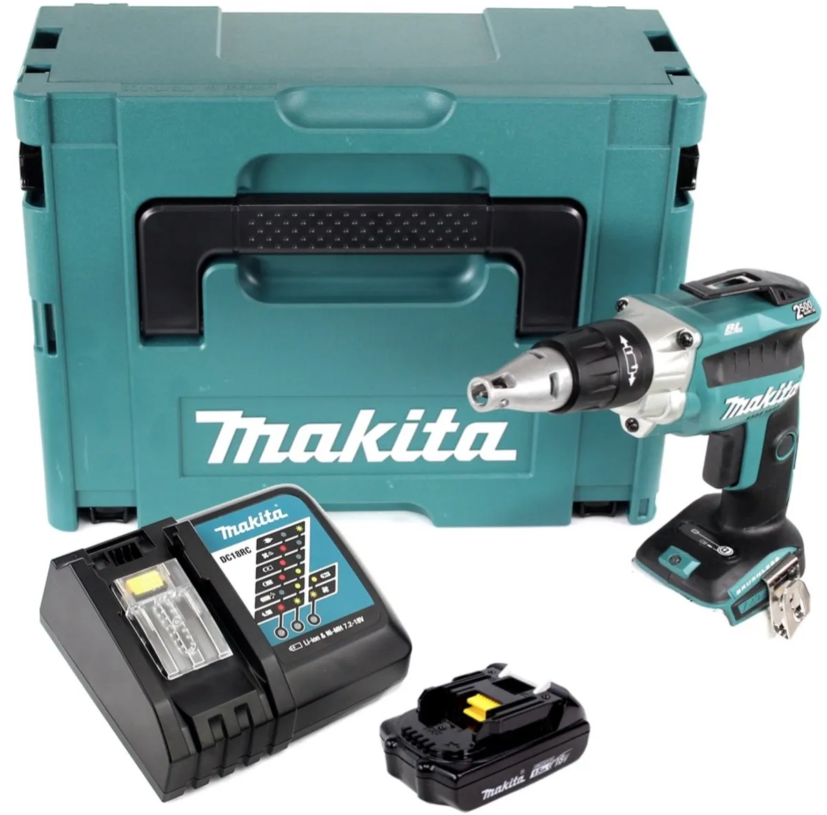 Makita DFS 250 RY1J Droge montagebouwschroevendraaier 18V - 1x 1,5Ah + lader + Makpac - afbeelding 3 van 5