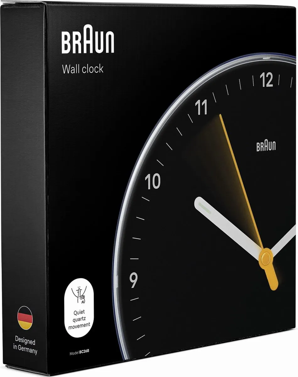 Braun BC26B Wandklok - Analoog - 23cm - Zwart