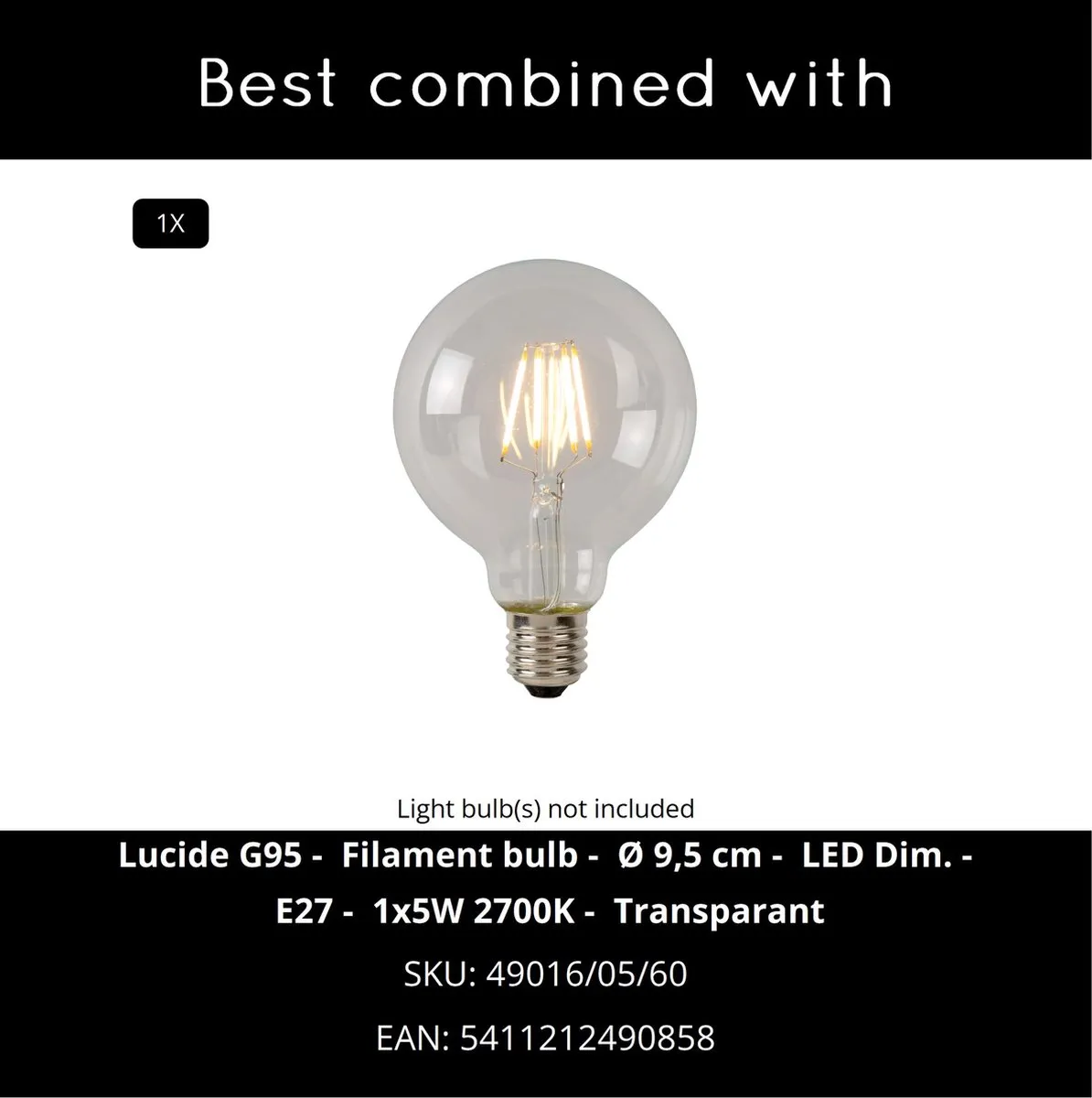 Lucide Arthur Hanglamp E27 - Zwart