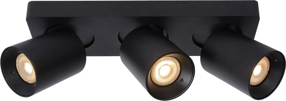 Lucide Nigel Plafondspot LED 3x5W 2200K/3000K - Zwart