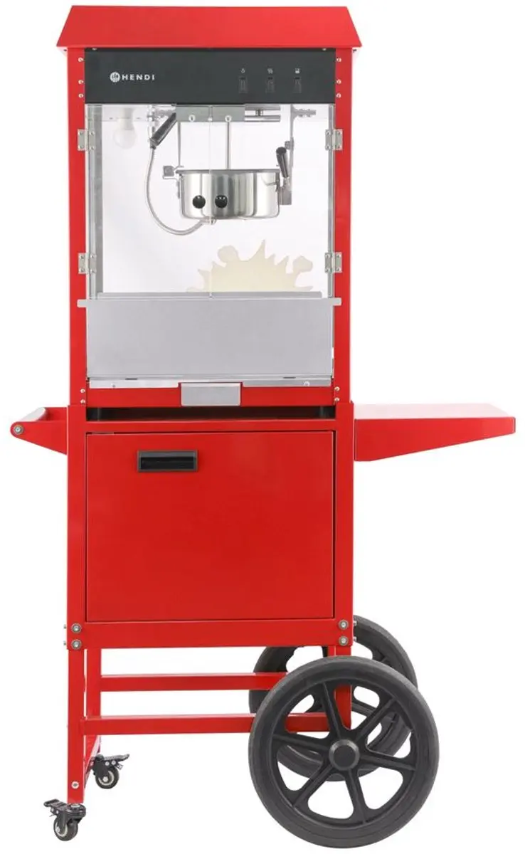 Hendi Popcornmachine met Kar - Rood - 94x51x155cm - afbeelding 6 van 6