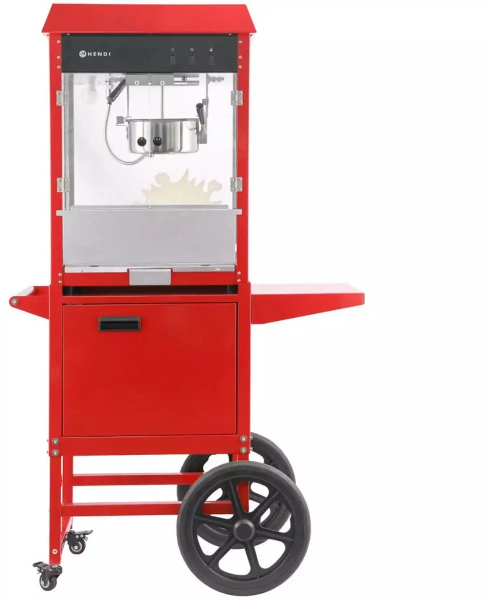 Hendi Popcornmachine met Kar - Rood - 94x51x155cm