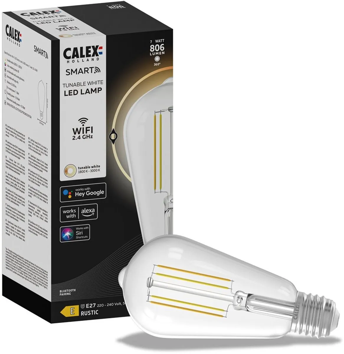 Calex Slimme LED Filament Lamp E27 7W - Warm Wit 1800K - afbeelding 6 van 6