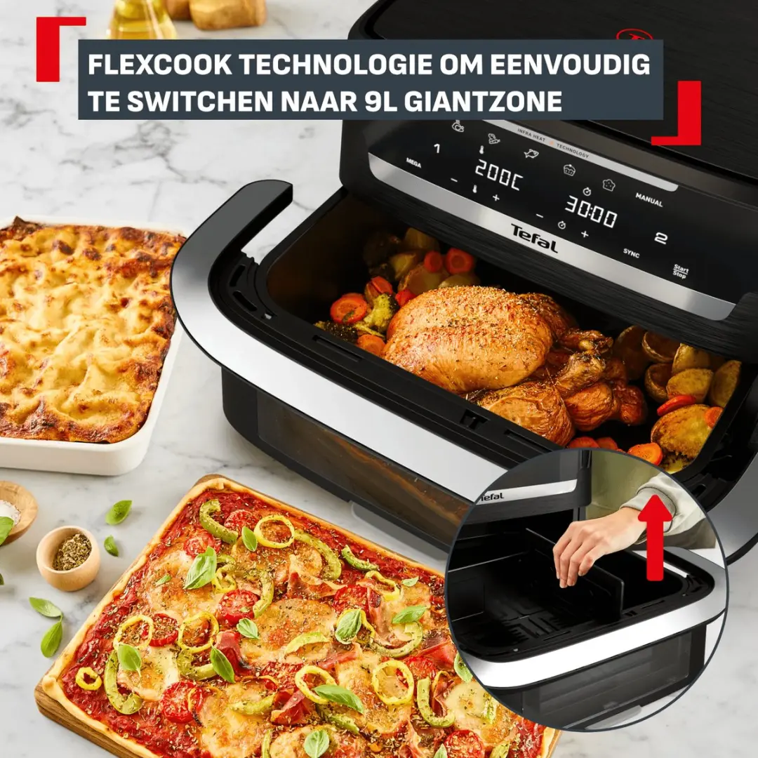 Tefal Dual Easy Fry EY9288 Airfryer - 2700W - 9L - Zwart - afbeelding 6 van 6