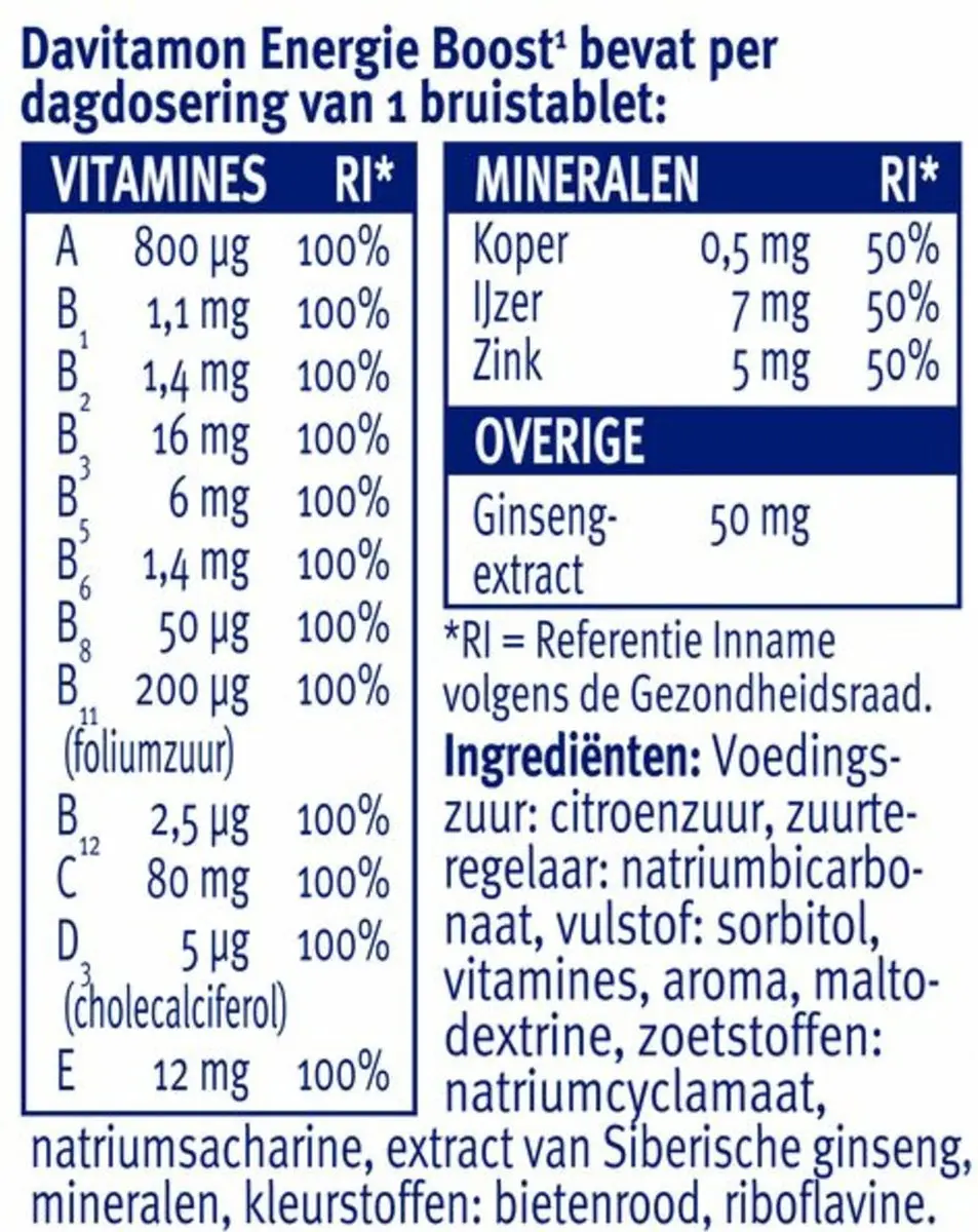 Davitamon Energie Boost Multivitamines - 2x20 Bruistabletten