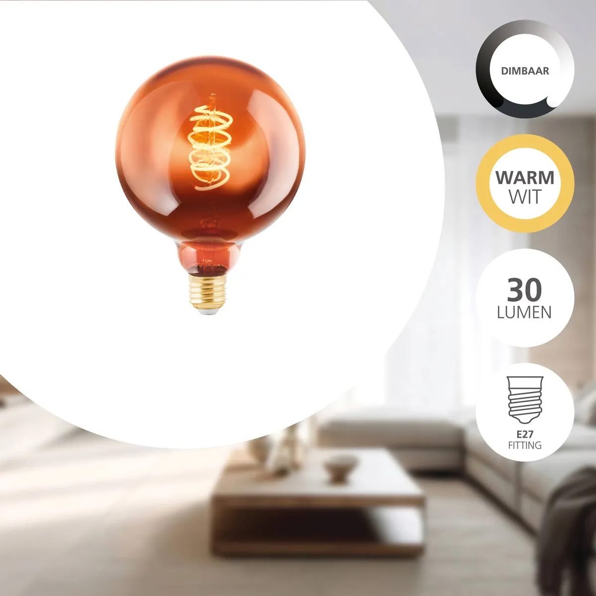Eglo LED Lamp E27 4W - 2000K - Goudkleurig