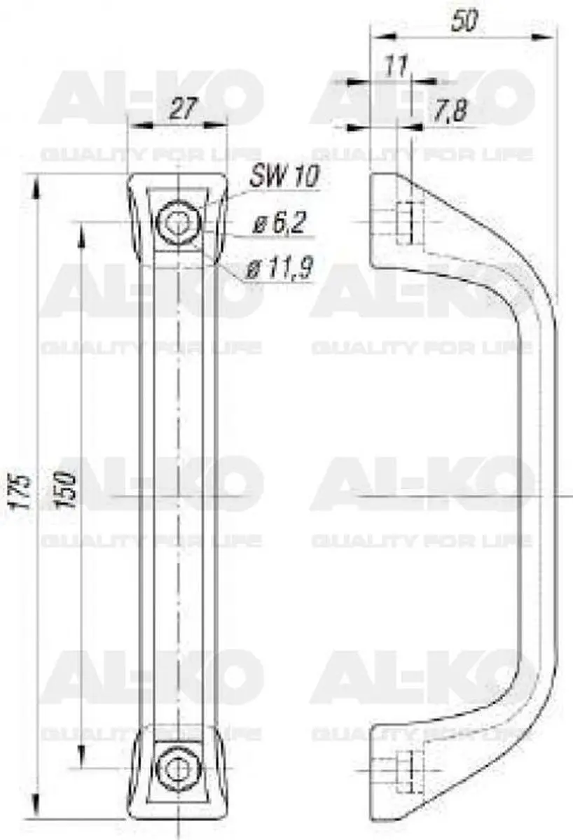 AL-KO Handgreep 175x27mm PVC - Zwart