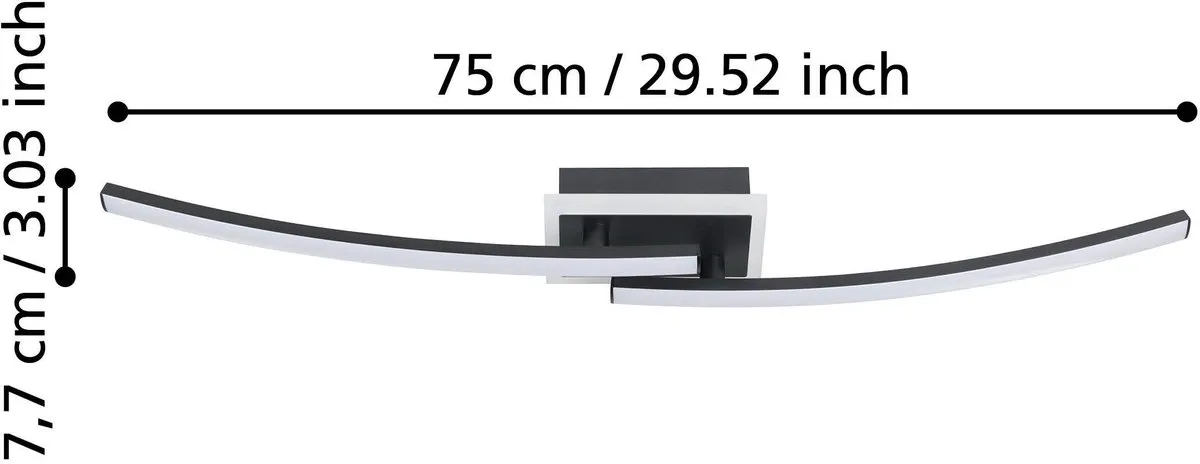 Eglo Lungolago Plafondlamp LED 75cm - Zwart/Wit - afbeelding 6 van 6