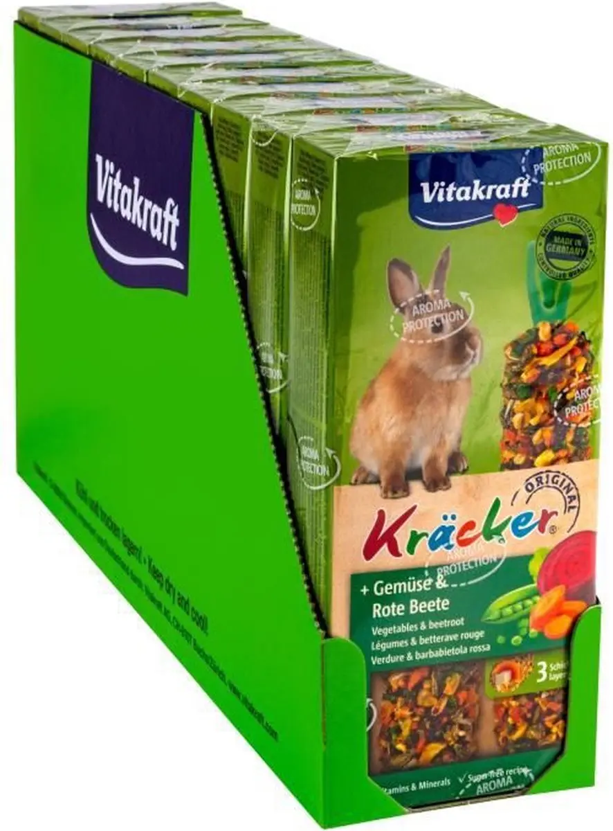 Vitakraft Dwergkonijn Kracker Groente/Thym 2-in-1 - 10 Stuks