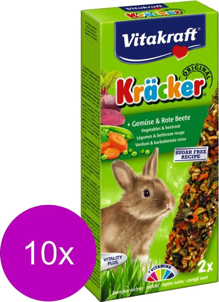 Vitakraft Dwergkonijn Kracker Groente/Thym 2-in-1