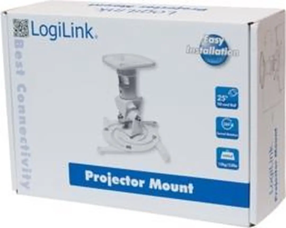 Logilink BP0003 Projectorbeugel Plafond - 25° Kantel/Draai - Wit
