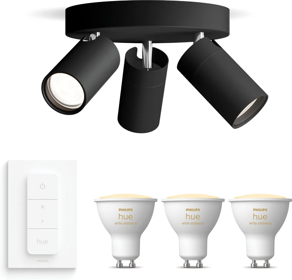 Philips Hue Idris Opbouwspot Badkamer - 3x GU10 - Zwart