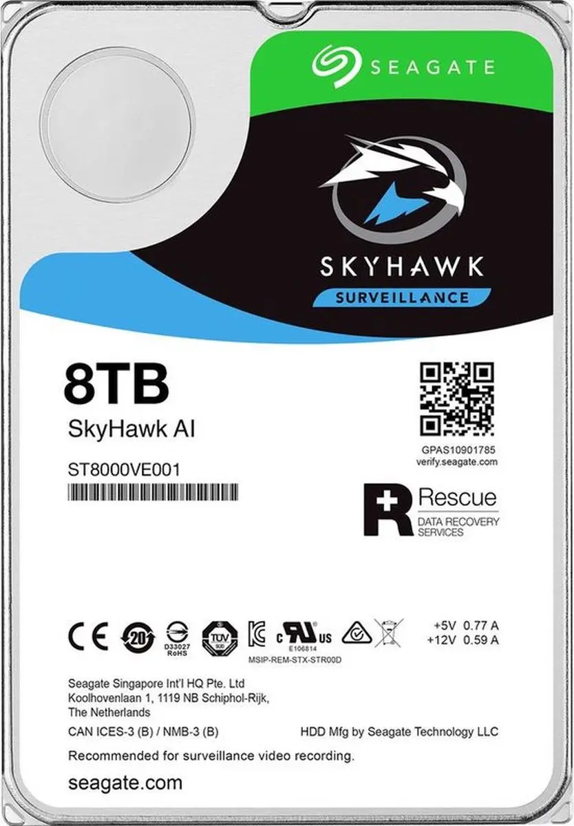 Seagate SkyHawk AI ST8000VE001 Harde Schijf 8TB - 3.5" - CCTV - afbeelding 6 van 6