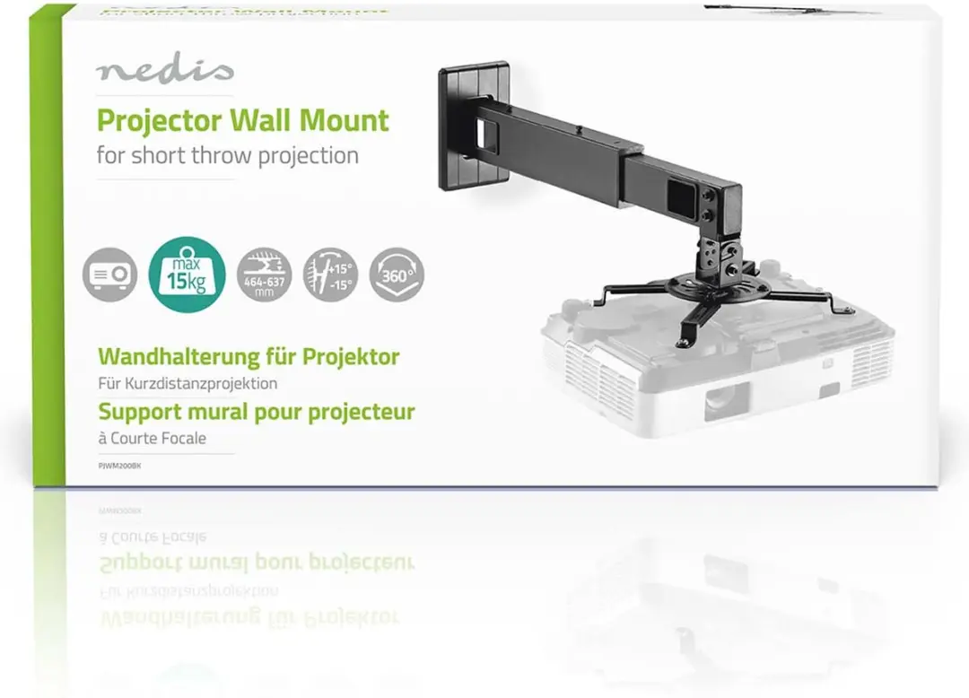 Nedis PJWM200BK Projectorbeugel - 15kg - Zwart - afbeelding 6 van 6