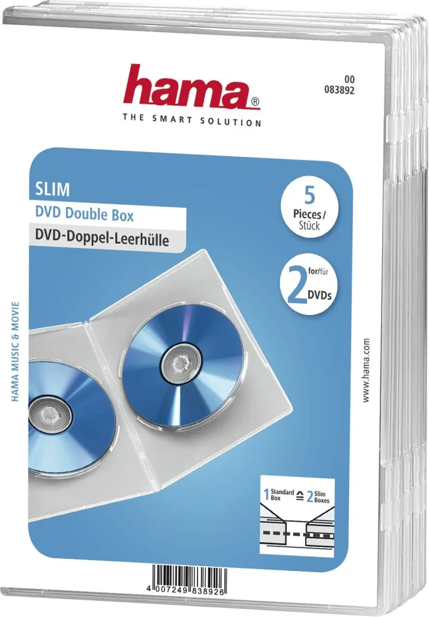 Hama Dvd Slim Double-Box Transparant