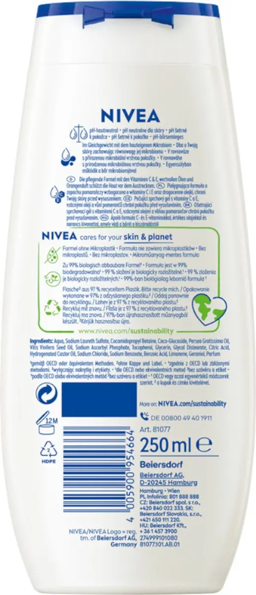 NIVEA Summer Happiness Douchegel Orange & Avocado 250ml
