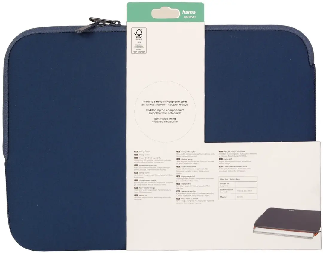 Hama Neoprene Laptophoes 13.3" - 34x25cm - Blauw