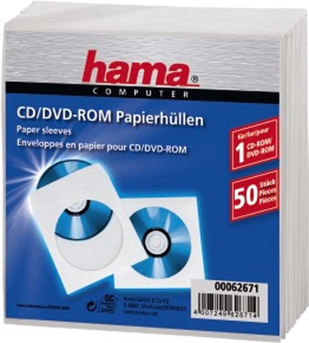Hama CD/DVD Hoesjes Wit - 50 Stuks