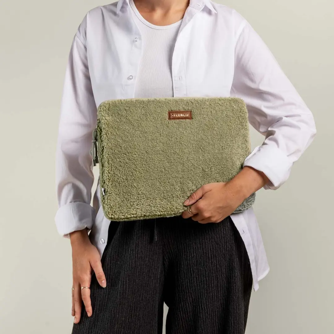 Selencia Teddy Sleeve 14 inch - Sage Green
