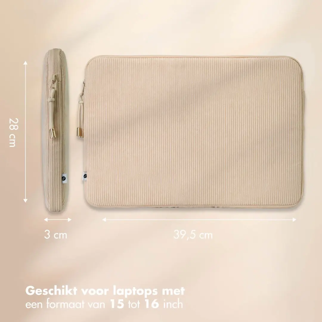 Selencia Corduroy Laptop Sleeve 16 inch - Beige