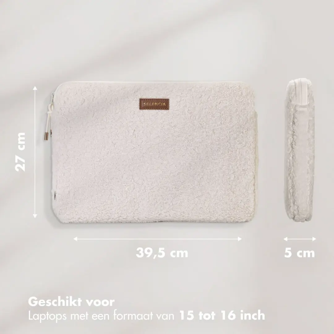Selencia Teddy Sleeve 16 inch Laptophoes - Latte