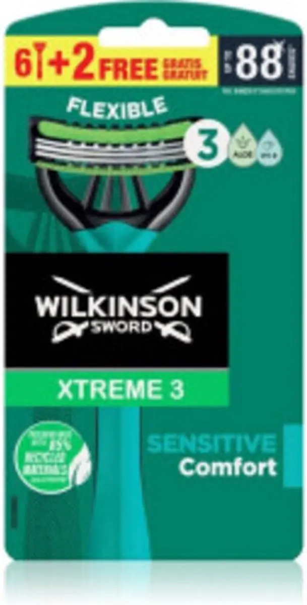 Wilkinson Sword Xtreme 3 Sensitive Comfort Wegwerpscheermesjes - 8 Stuks - Groen