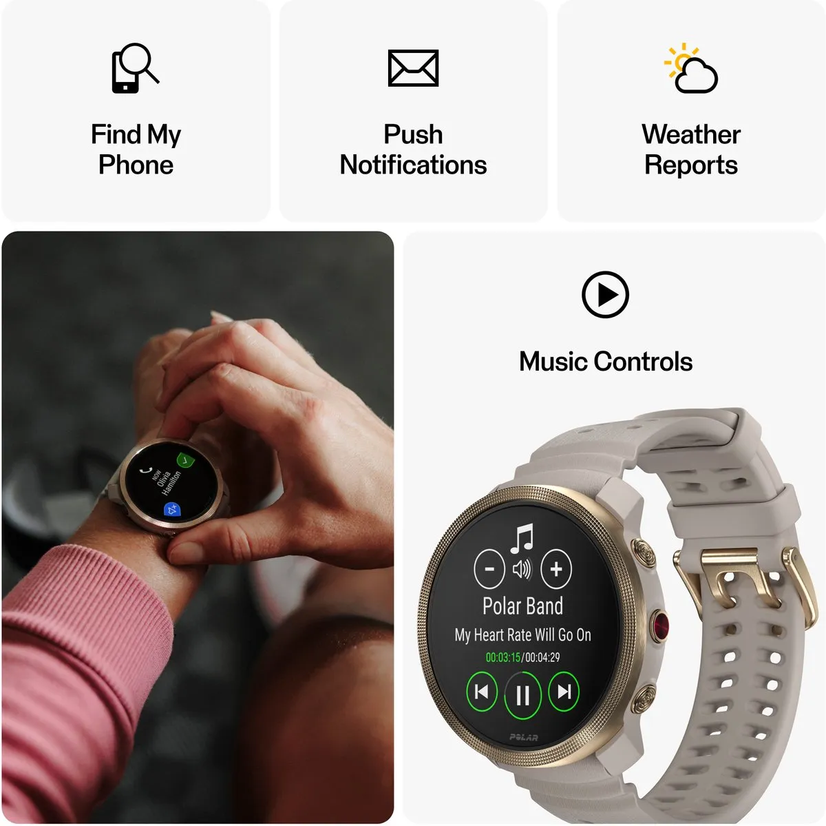 Polar Vantage M3 Smartwatch 45mm - Greige/Goud
