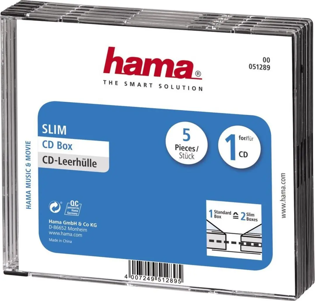 Hama CD Box 25 Vakken - 5-Pack Transparant/Zwart