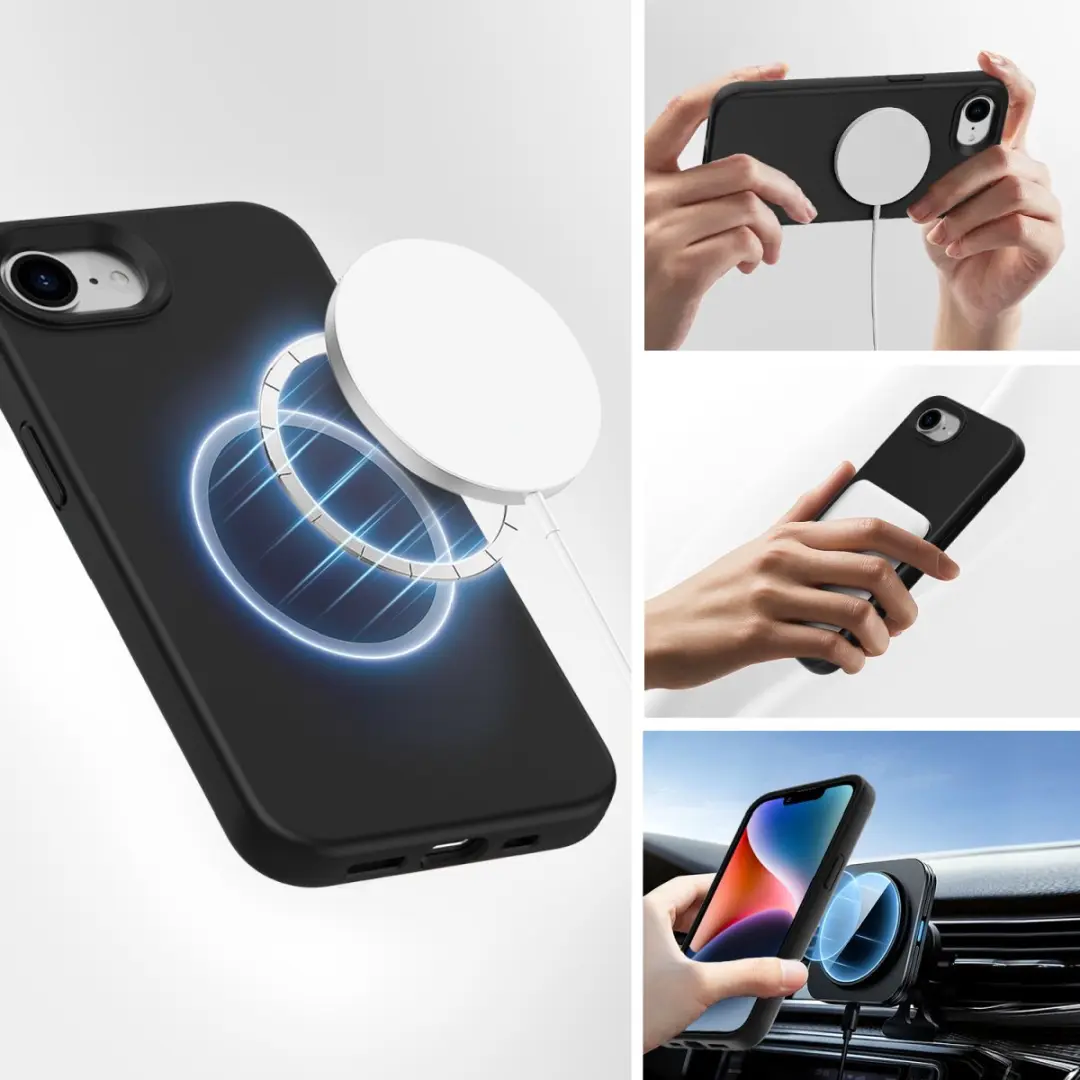 4Smarts Silikon Case Cupertino Cover iPhone 16e - Zwart - MagSafe - afbeelding 6 van 6