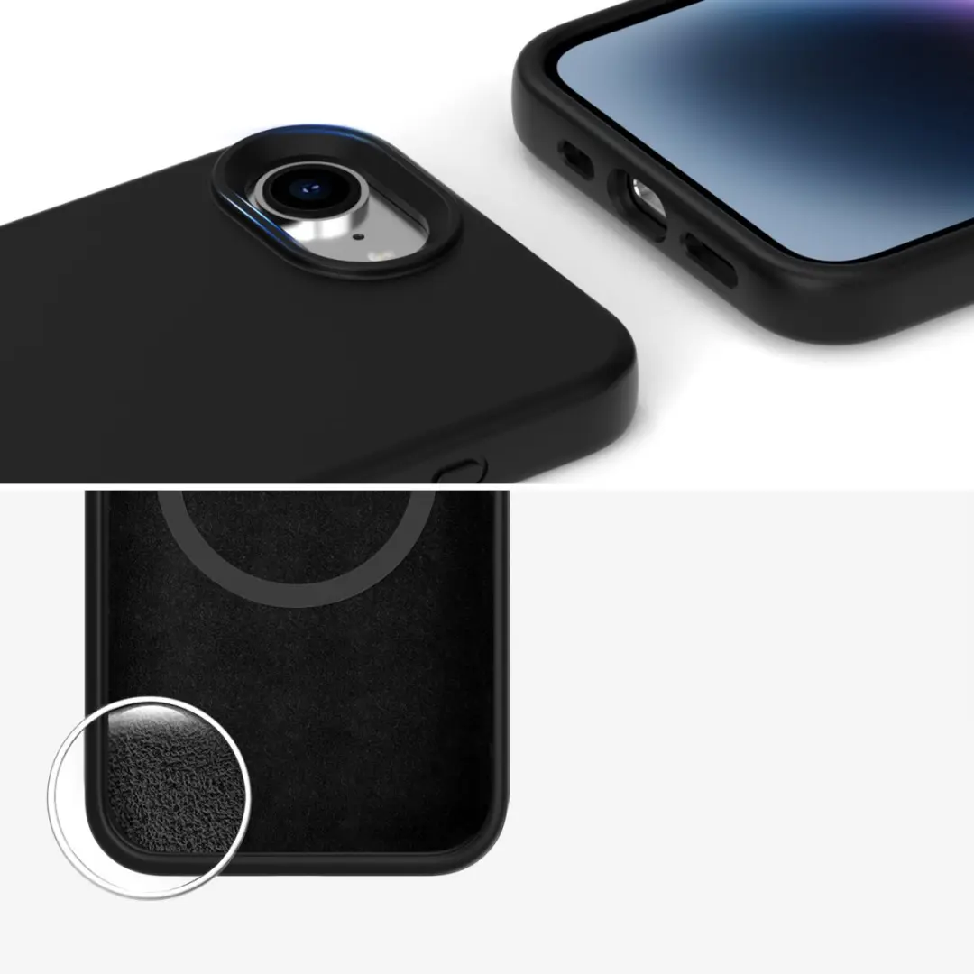 4Smarts Silikon Case Cupertino Cover iPhone 16e - Zwart - MagSafe