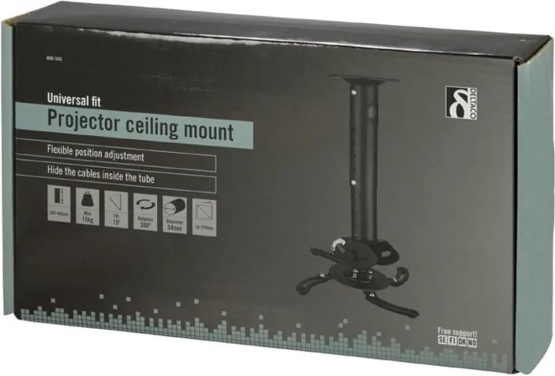 Deltaco ARM-500L Plafondbeugel Projector - 15kg - Zwart