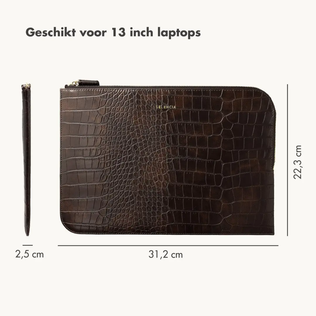 Selencia Croco Laptophoes 13 inch - Choco Brown