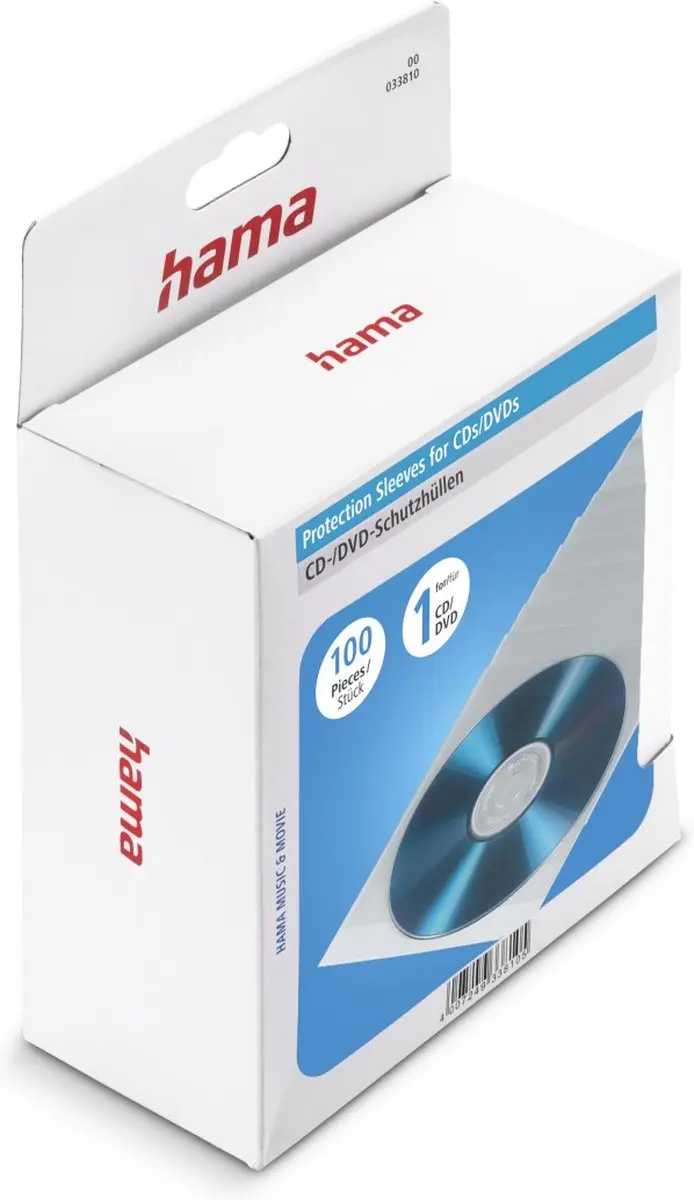 Hama Cd/Dvd PP Sleeves 00033810 - 100 Stuks - Transparant