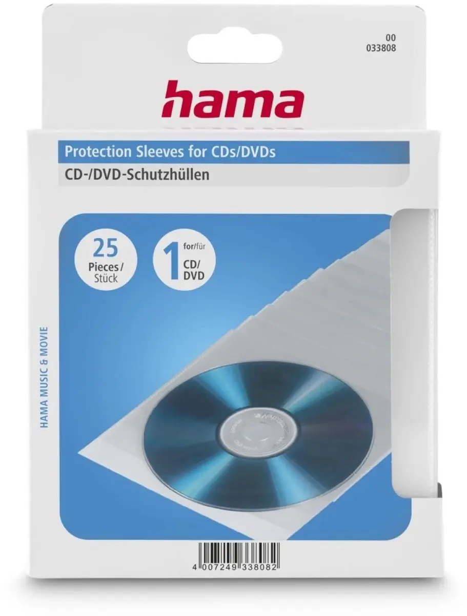 Hama CD/DVD Hoesjes 25 Stuks - Transparant - MPN 51093