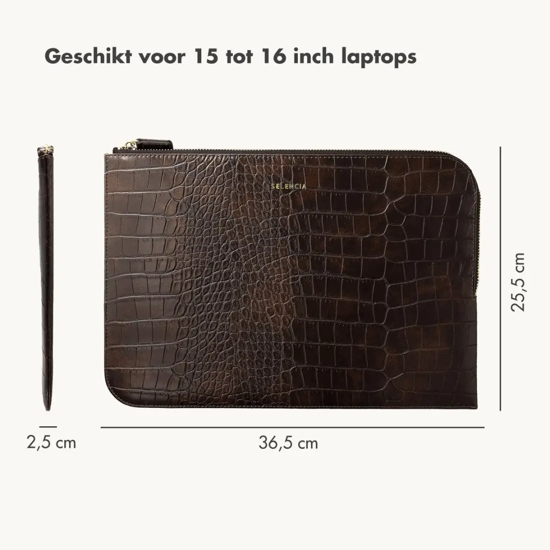 Selencia Croco Laptophoes 15-16" - Choco Brown