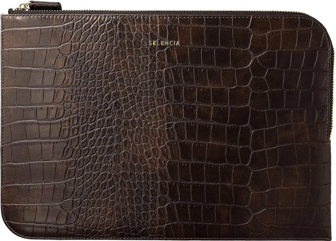 Selencia Croco Laptophoes 15-16" - Choco Brown